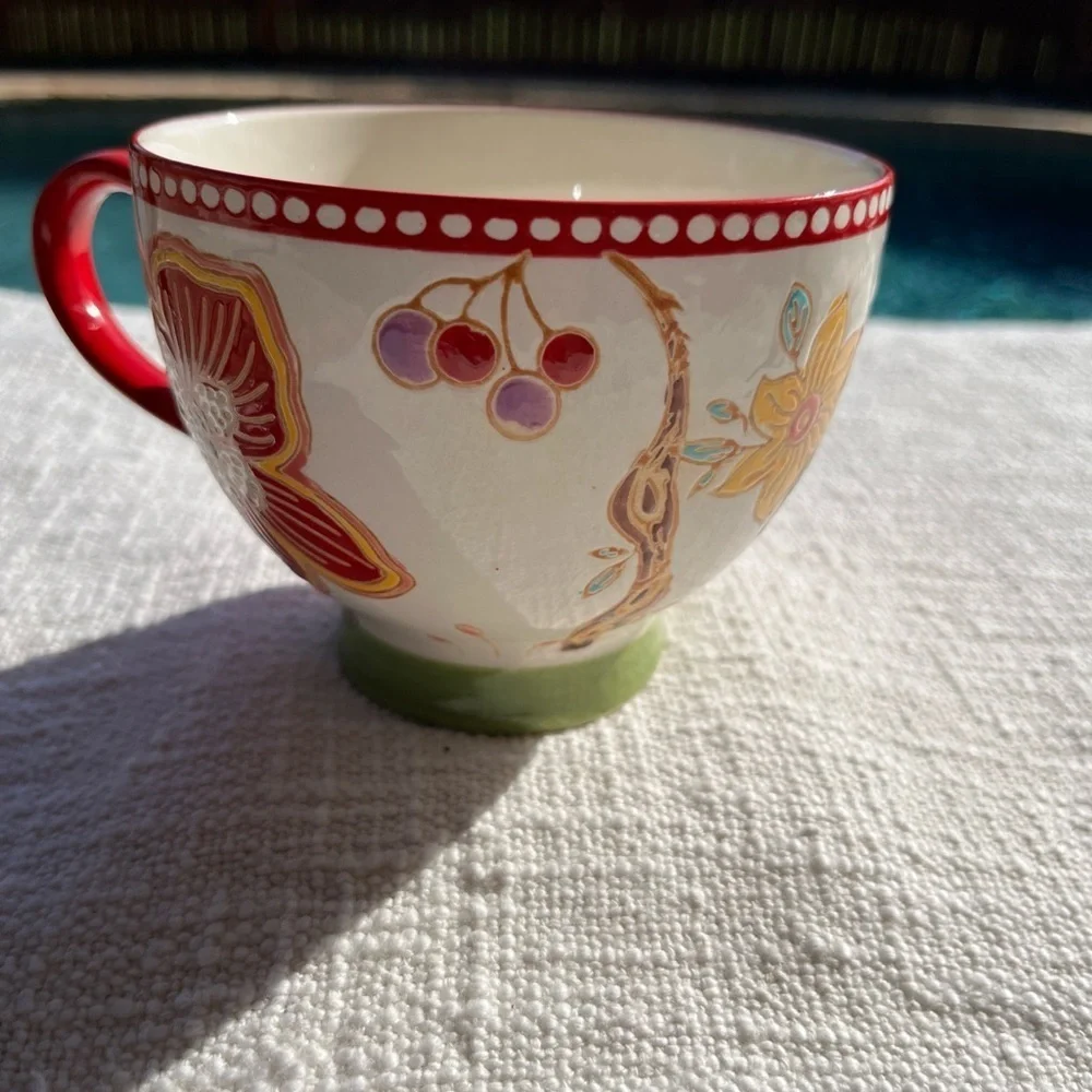 Coastline Imports Dutch Wax  Anthropolagie  Multi Colored Floral Mug 16oz‎